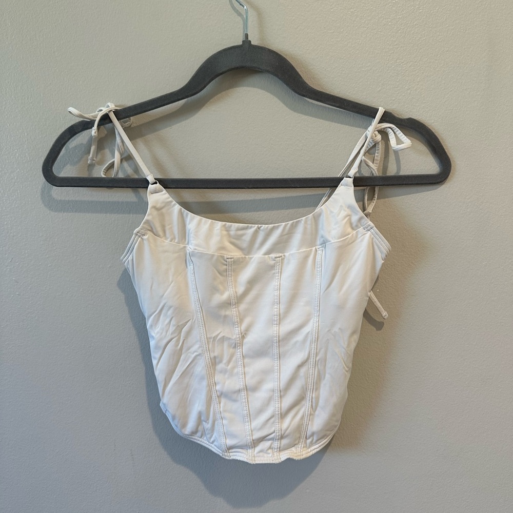 Gilly hicks tie shoulder white active corset top xs